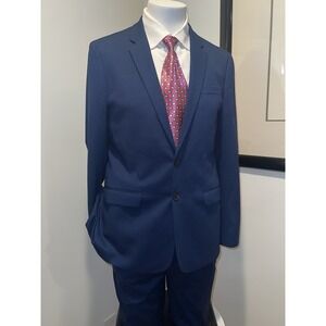 Topman 2 Piece Suit 36 R Navy Blue 2 Button & Dress Pants Waist 30